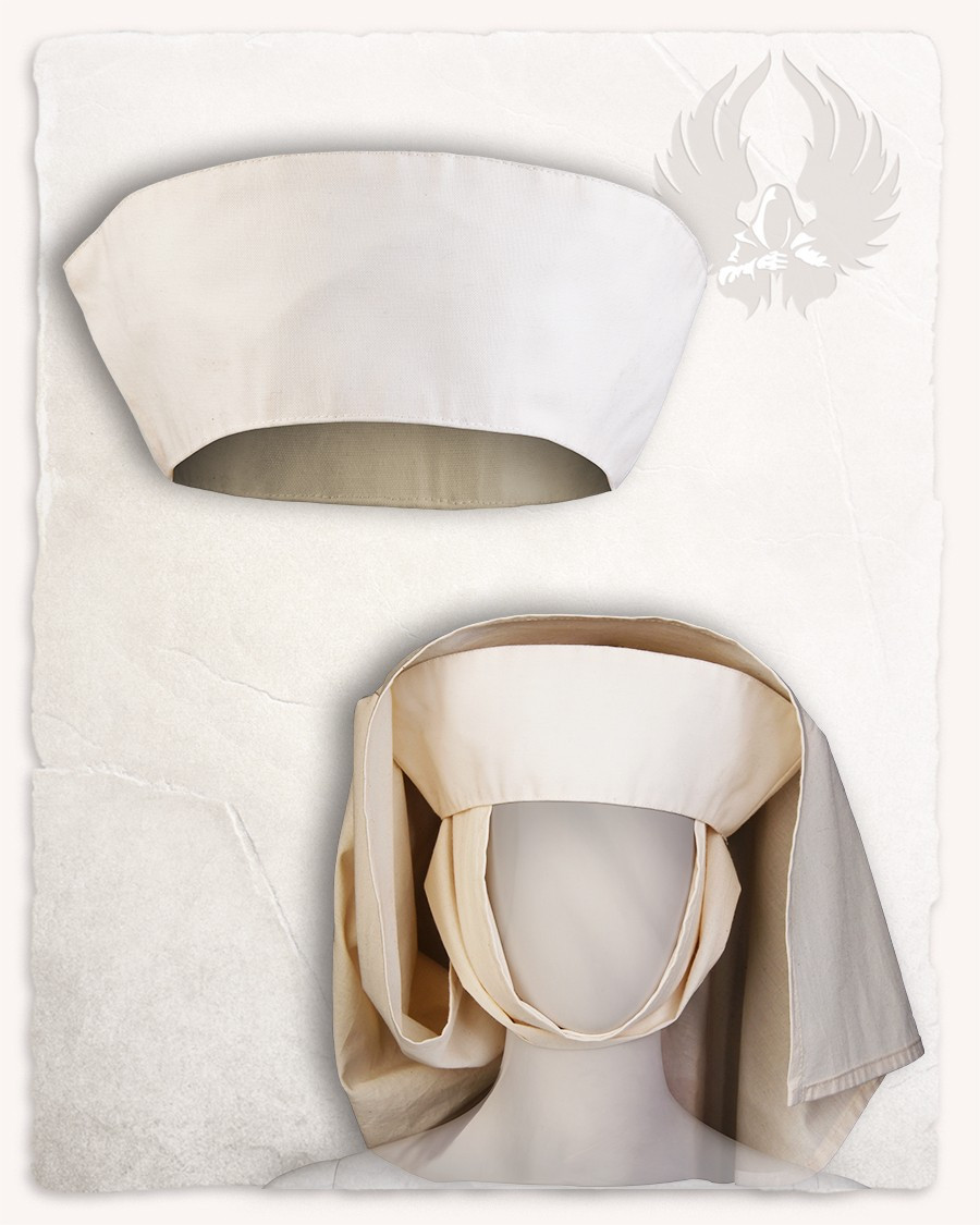 Diadema medieval de algodão modelo Lenora, cor creme