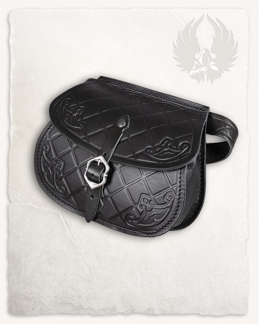 Bolsa medieval de couro modelo Julius, cor preta