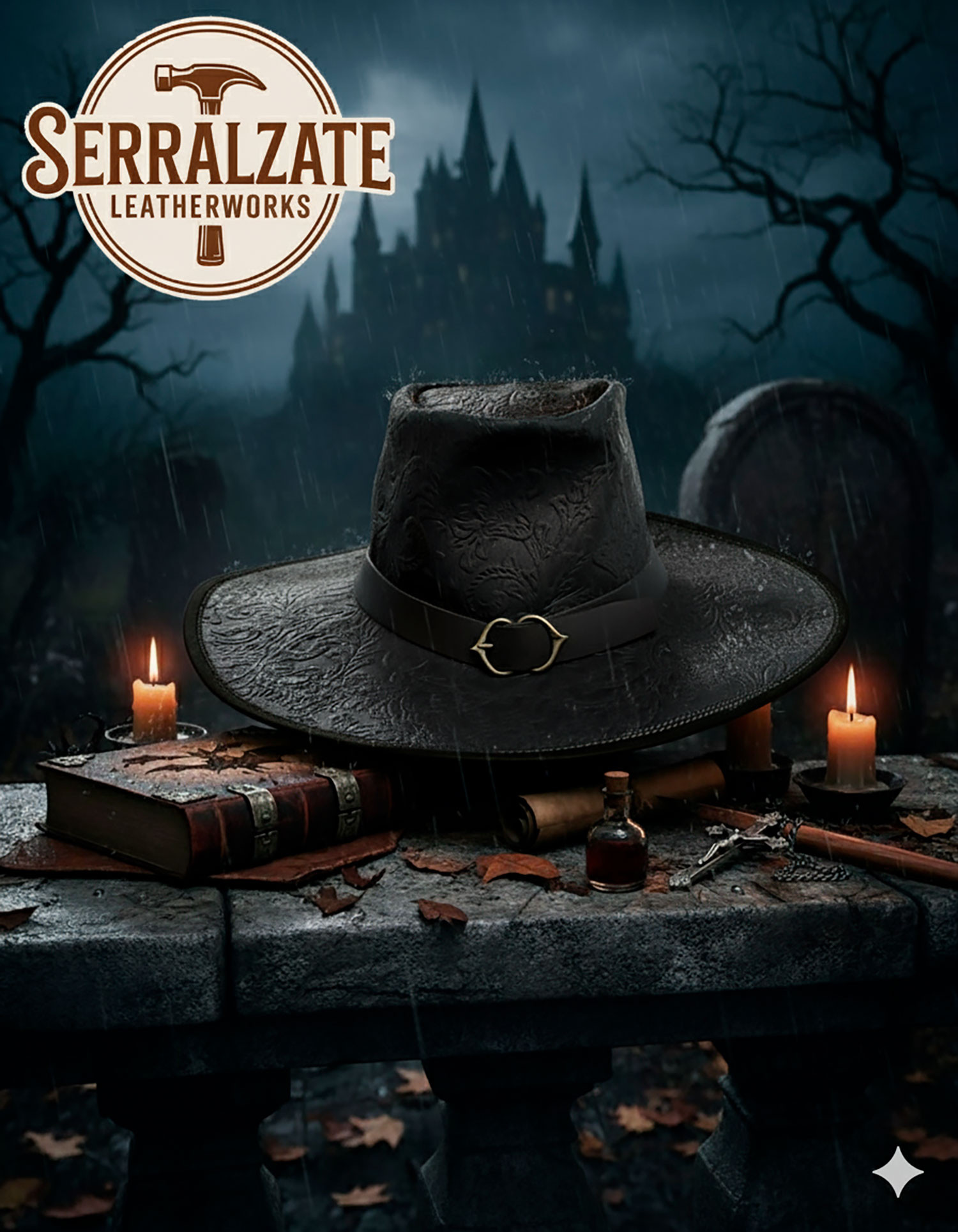 Chapéu Deluxe não oficial Van Helsing em couro, cor preta