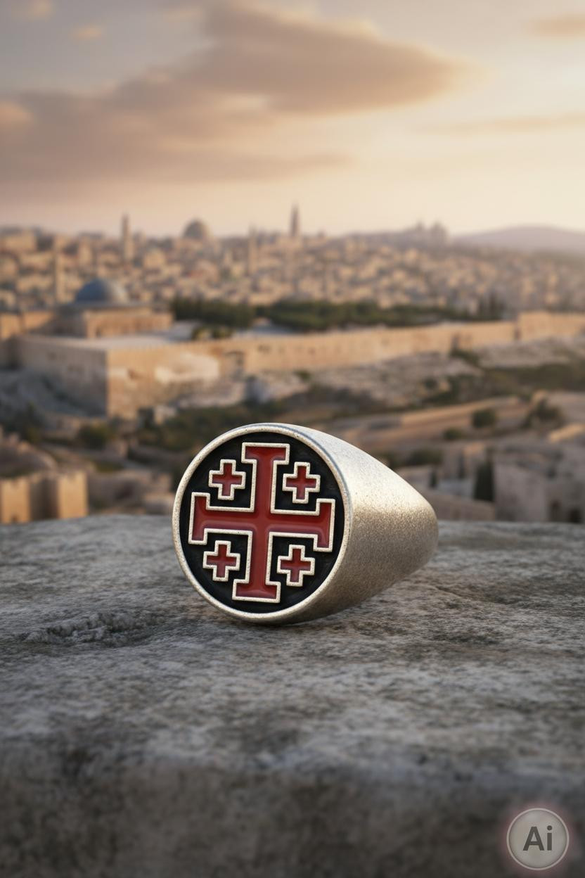 Anel de Cruzes Templárias Negras