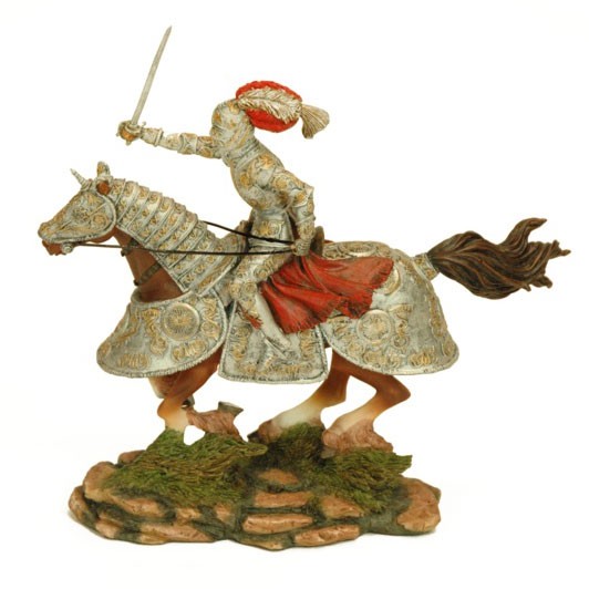 Figura cavaleiro medieval a cavalo