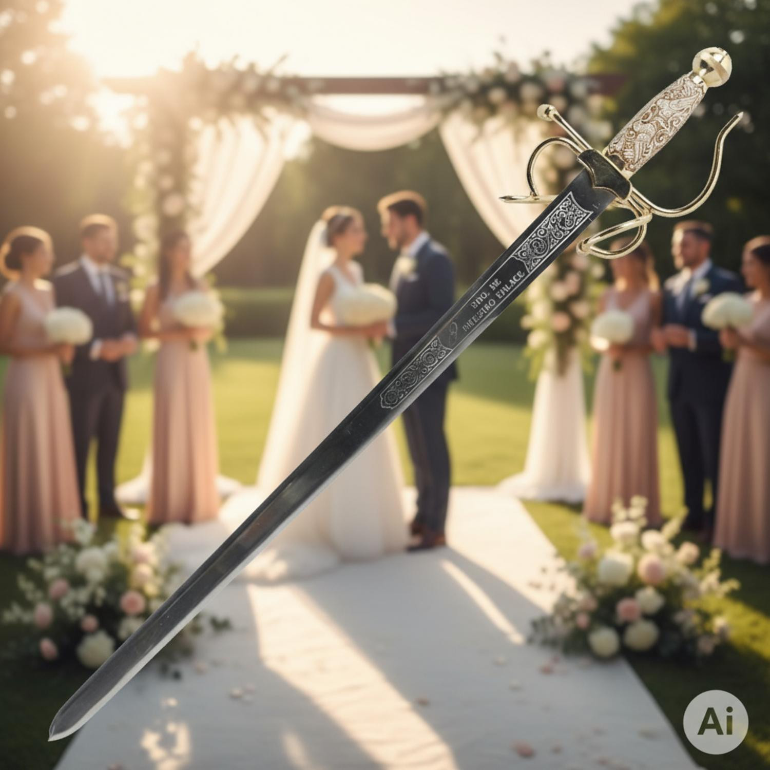 Espada Colada para casamentos (sem texto personalizado gravado)