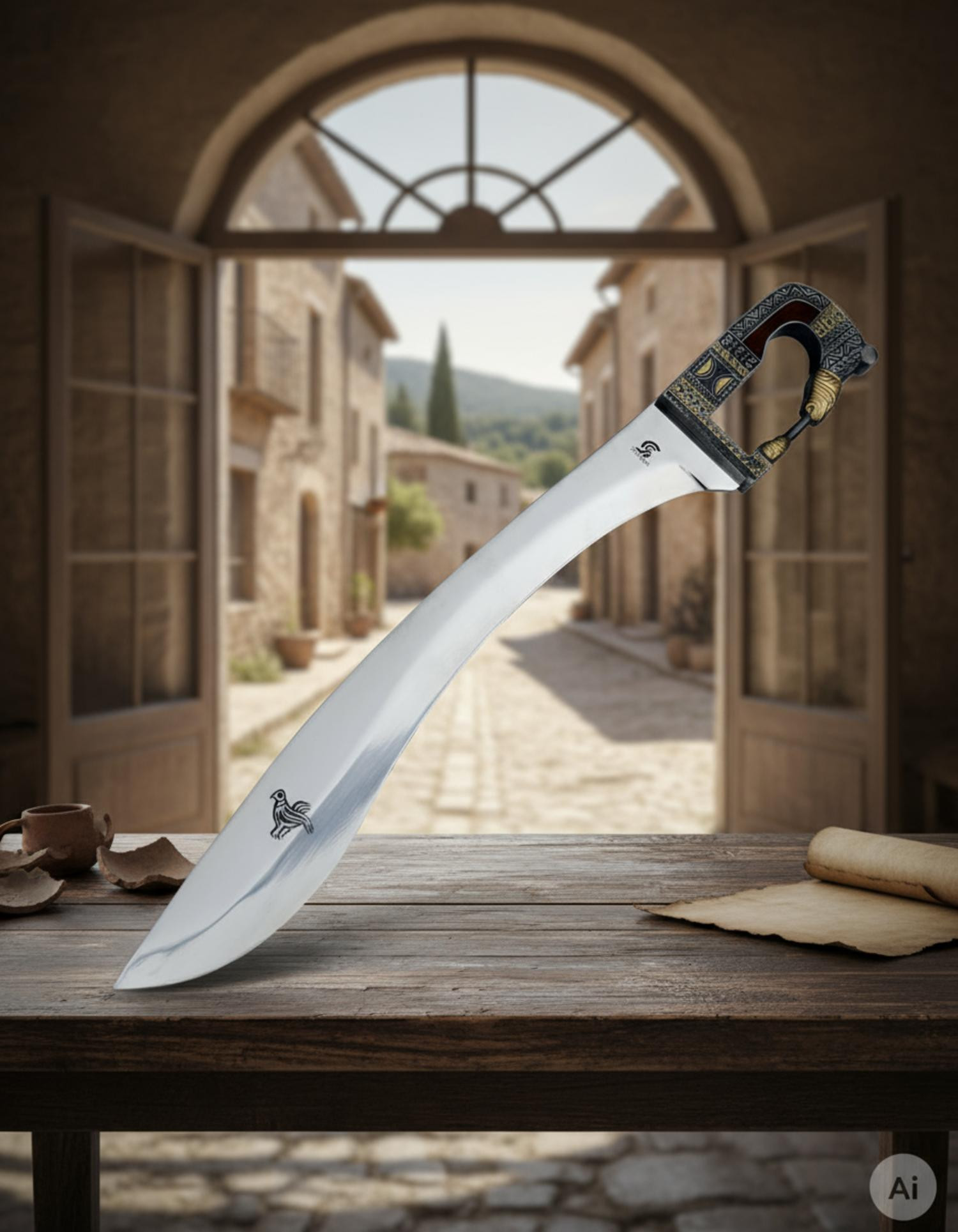 Falcata ibérica decorada, 64 cms.