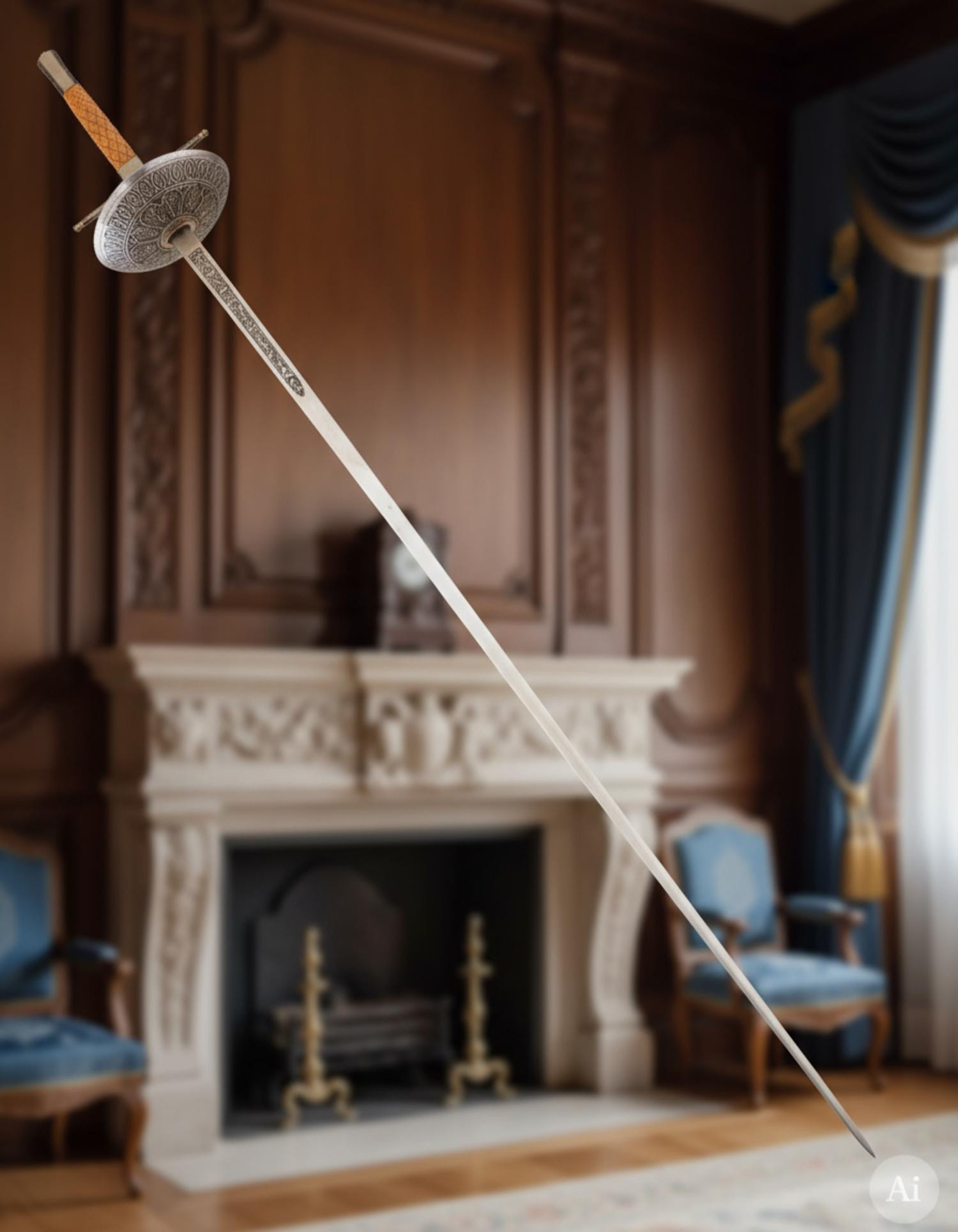 Florete Espanhol decorativo, niquelado