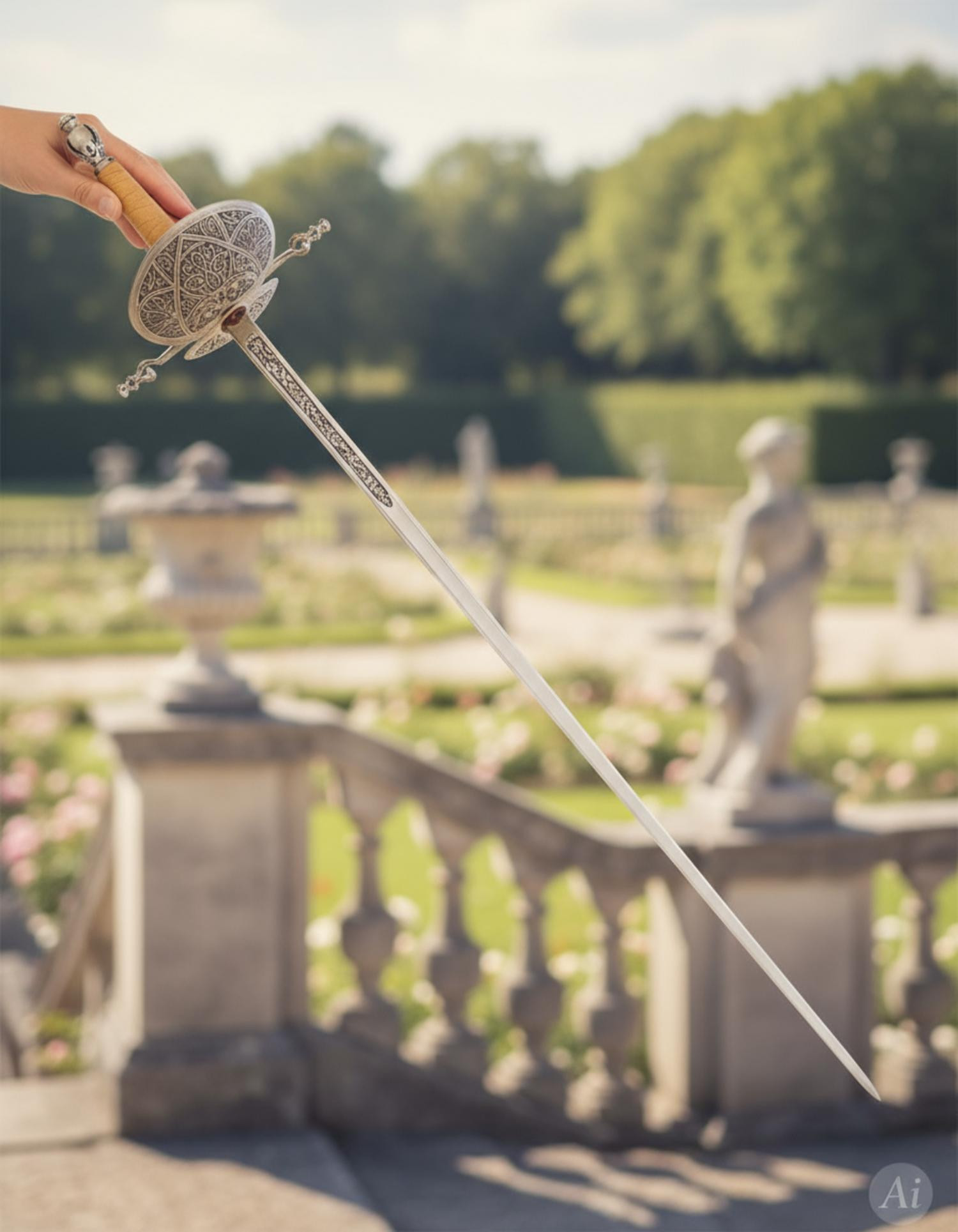 Florete de concha decorativo, niquelado