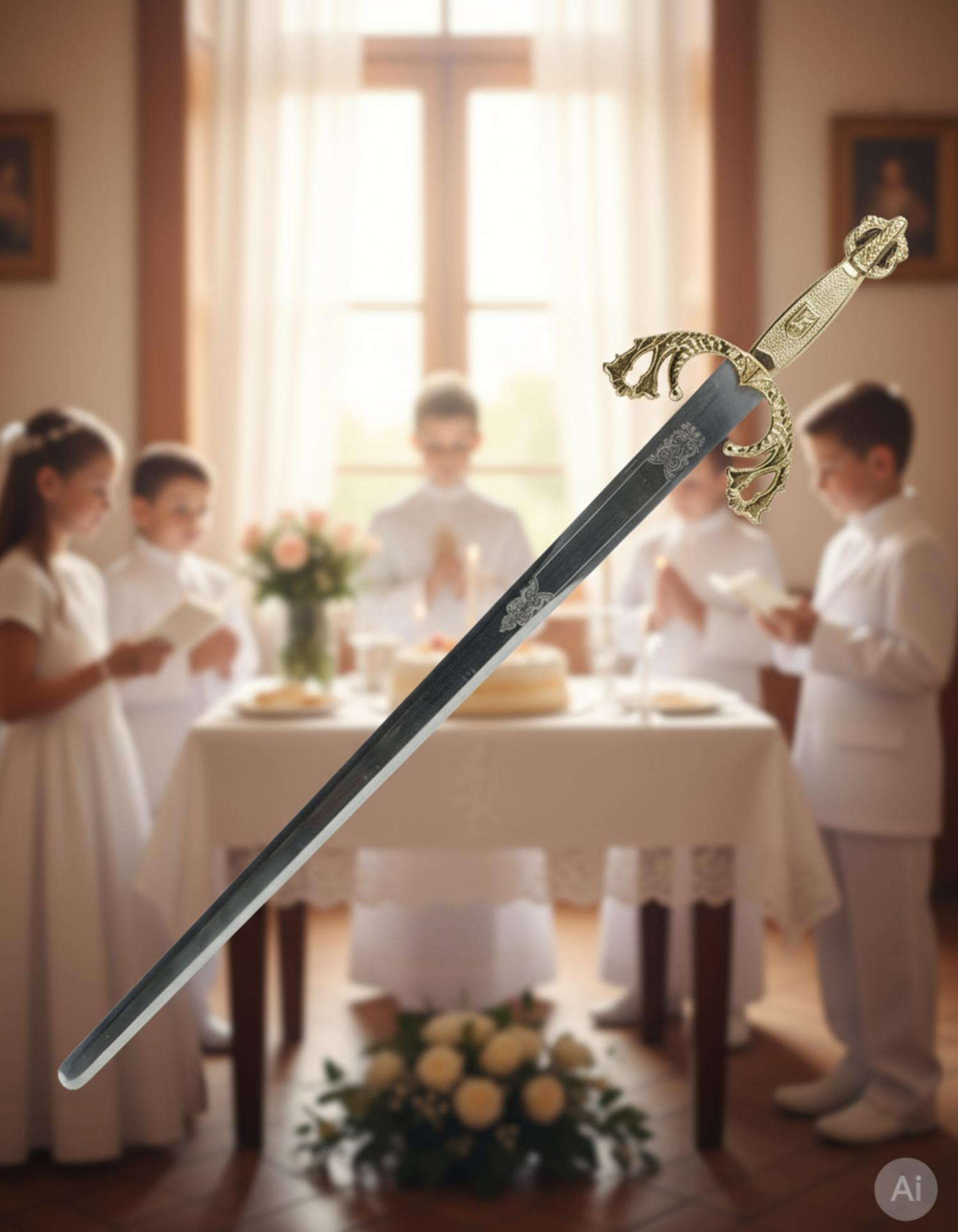 Espada Tizona para comunhões (com texto gravado personalizado)