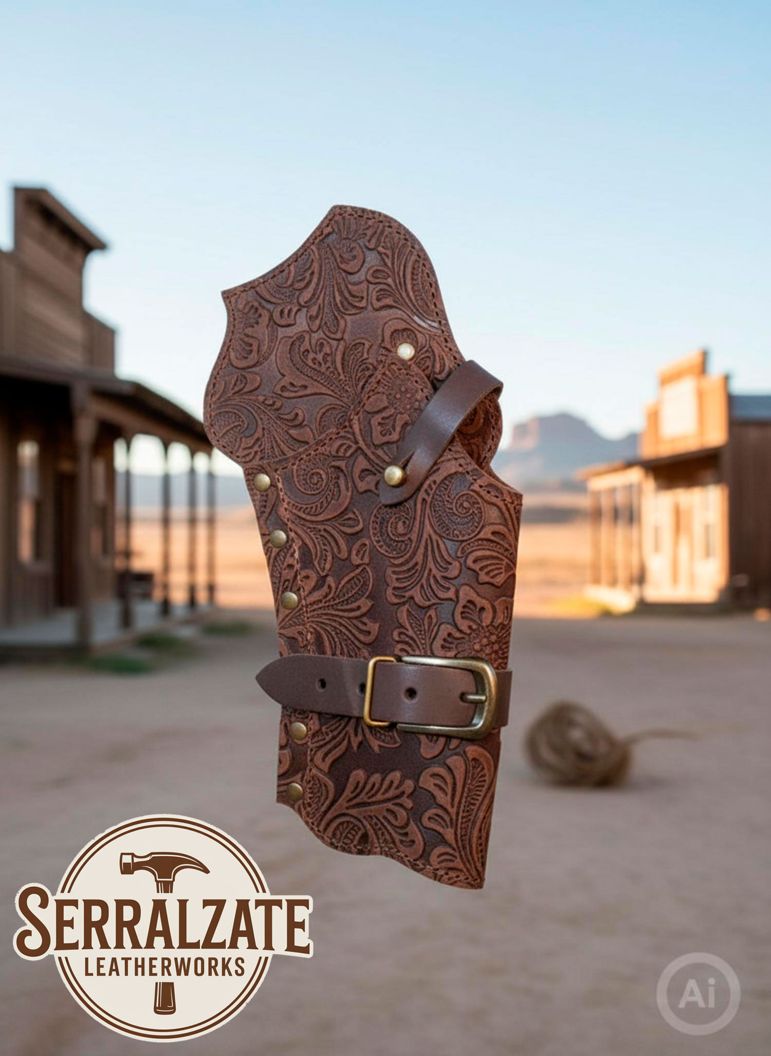 Funda de estojo Deluxe para revólveres do oeste, marrom