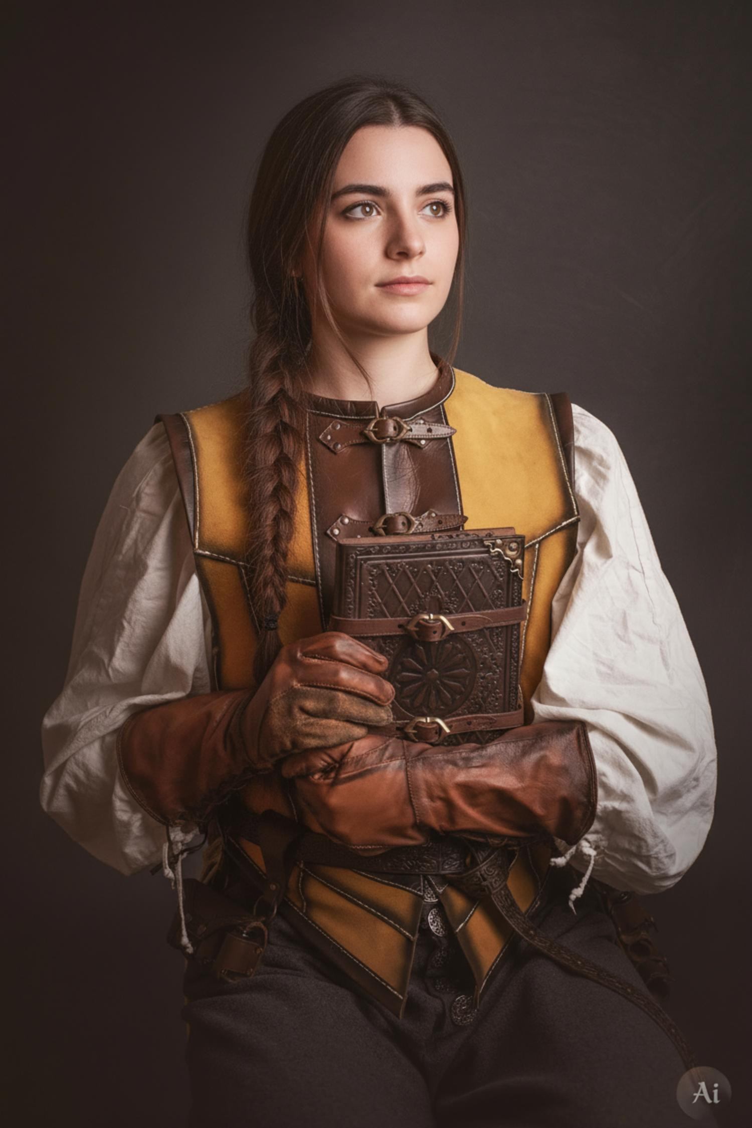 Coura medieval curta para mulher, camurça amarela