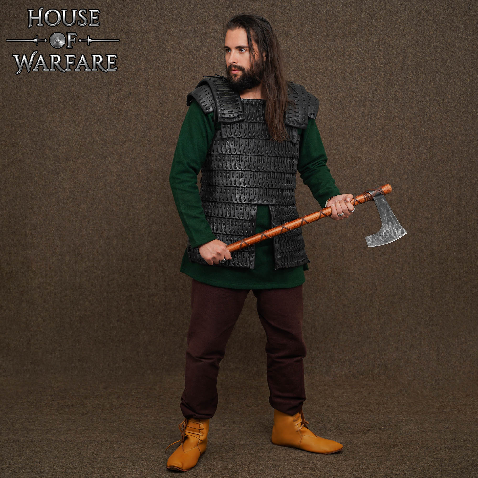 Armadura Vikinga lamelar em couro preto (3 mm)