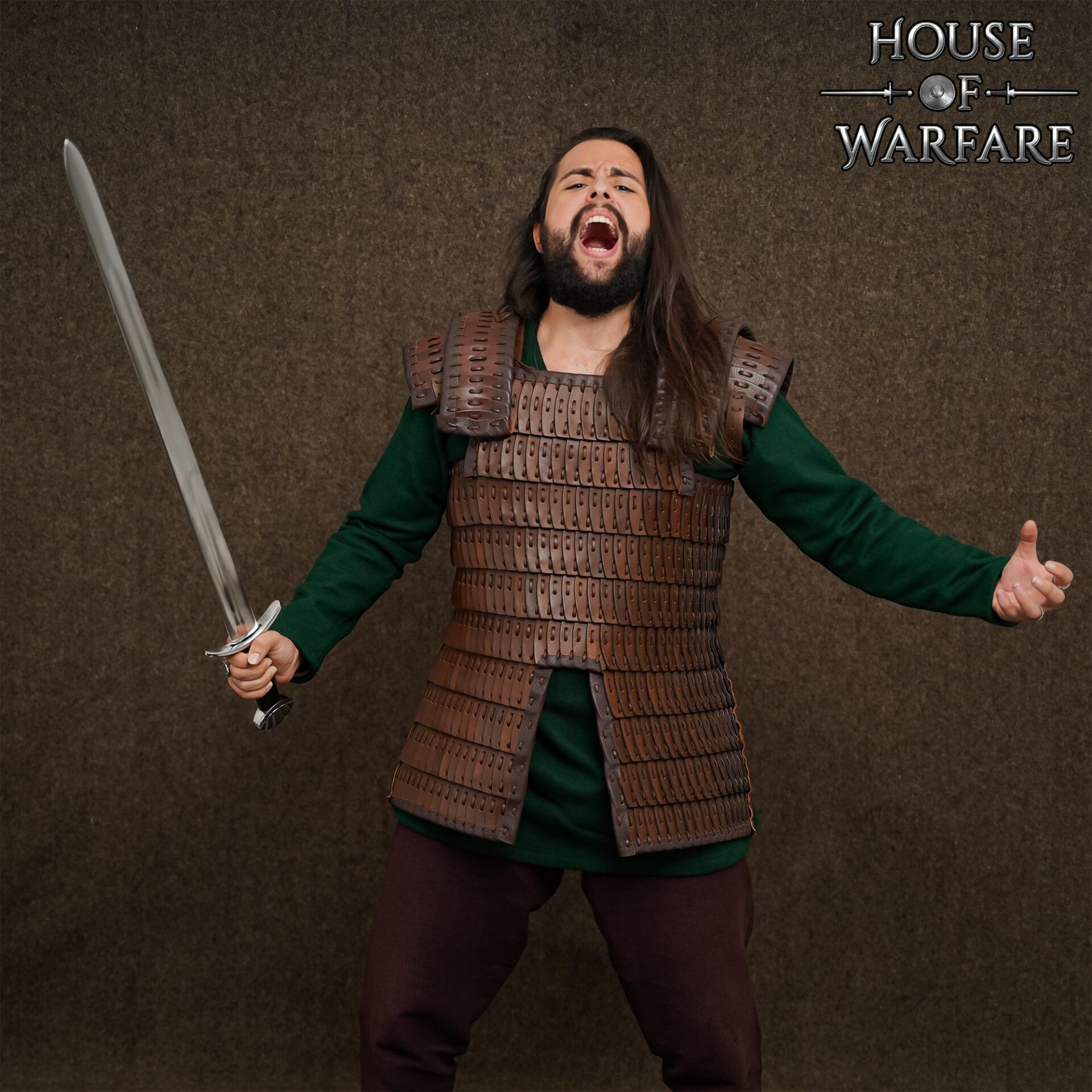 Armadura Vicking lamelar em couro marrom (3 mm)