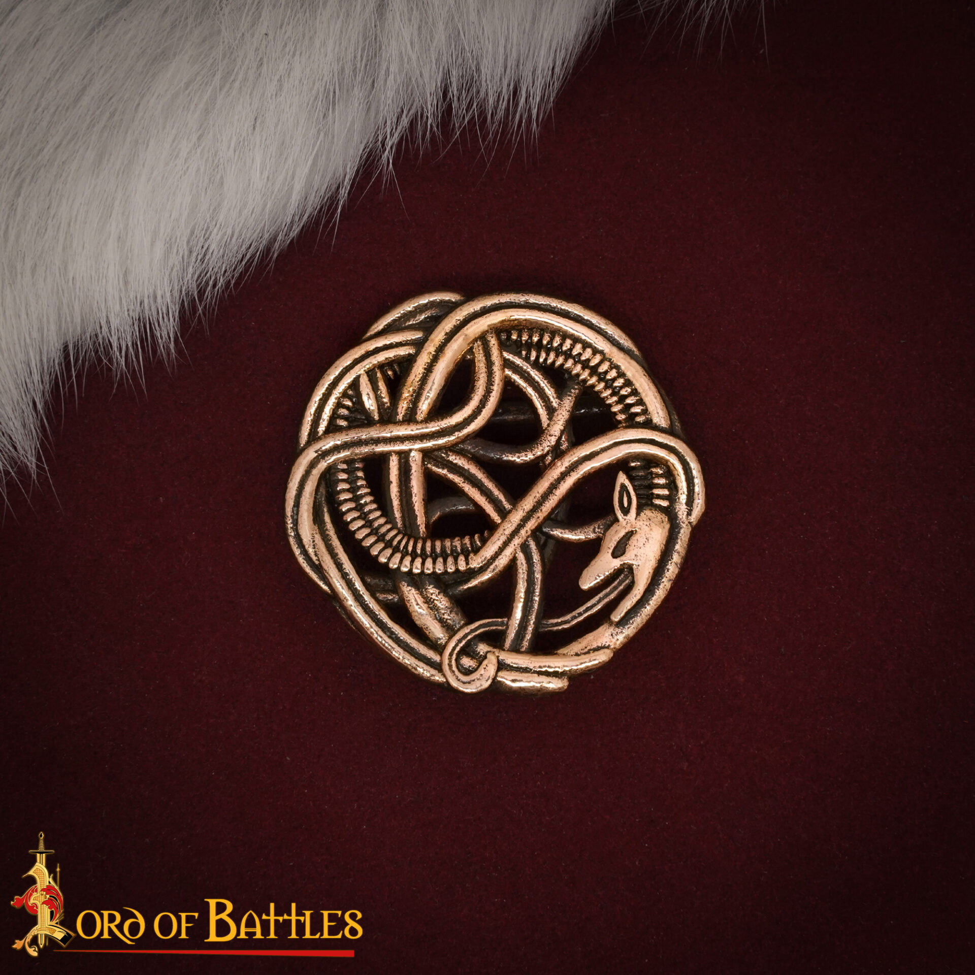 Fivela vikinga de serpente para cinto, em bronze envelhecido