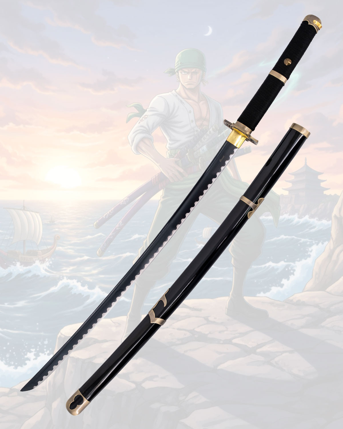 Katana funcional Yubashiri do Zoro de One Piece, réplica não oficial