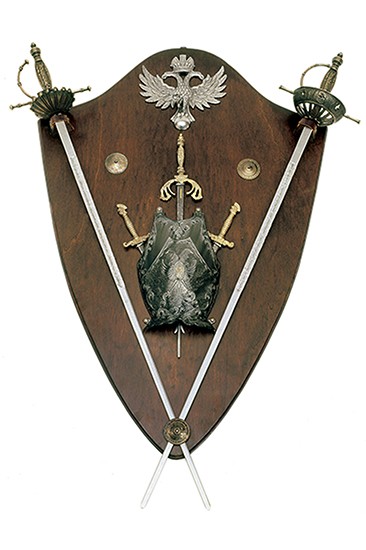 Panóplia medieval águias e espadas (102x70 cm.)