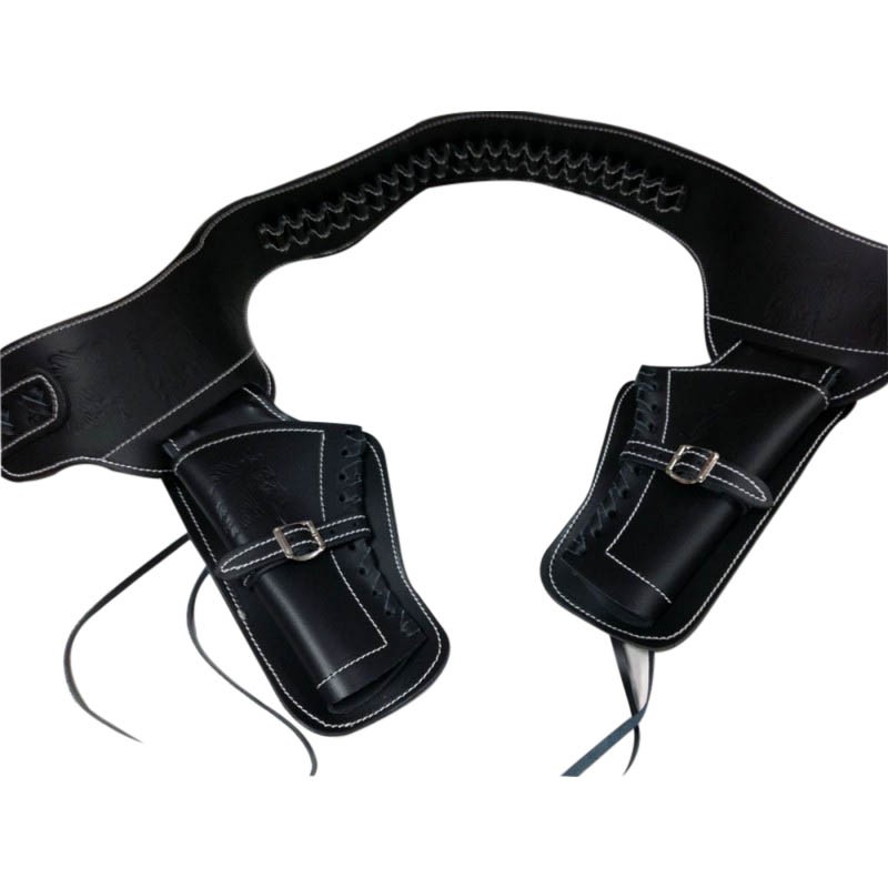 Bandoleira de couro para dois revólveres