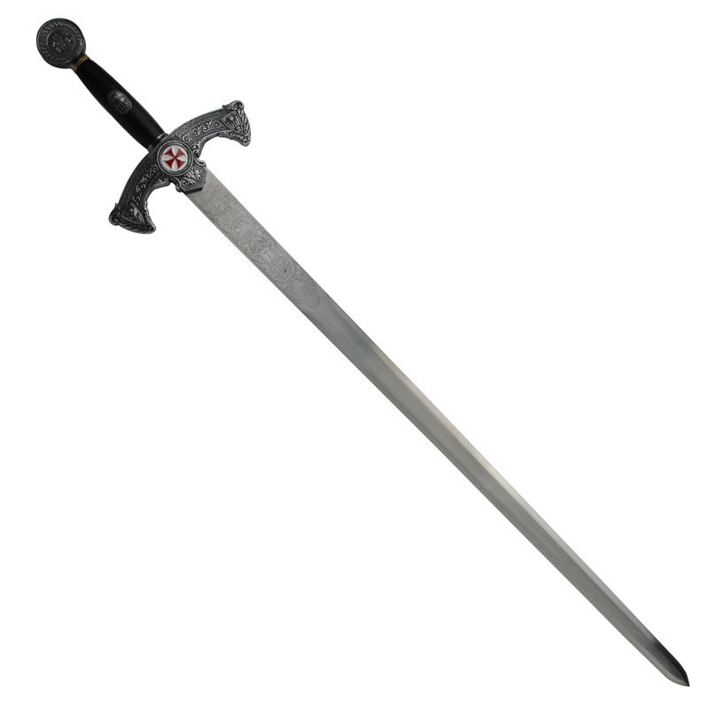 Espada templária rústica, decorada