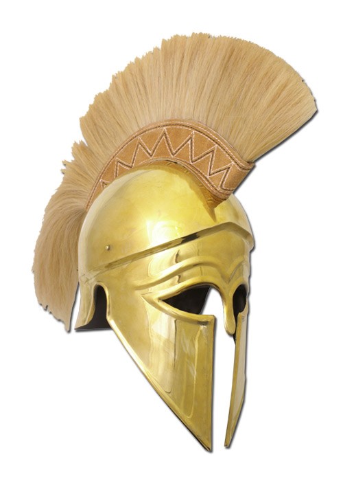 Capacete grego coríntio com pluma