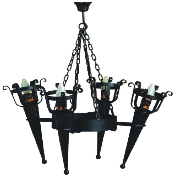 Lâmpada de forja com braços tochas medievais