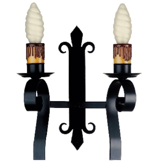 Aplicar vela de ferro forjado, 2 luzes