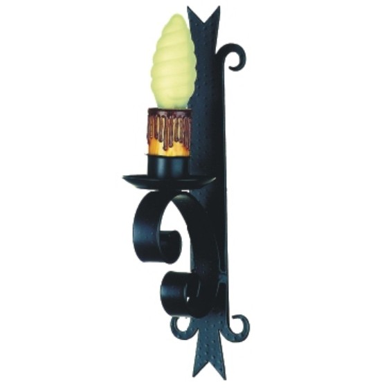 Aplique vela de forja medieval, 1 luz