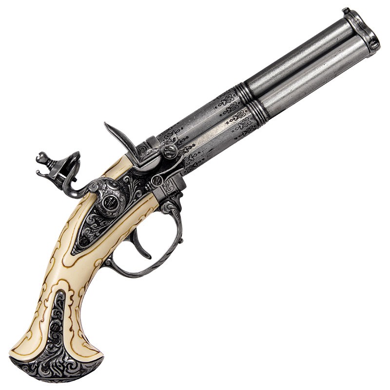 pistola de 3 canos, França S.XVIII