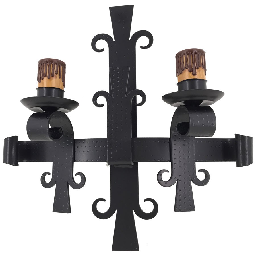 Aplicar ferro forjado medieval, 2 luzes