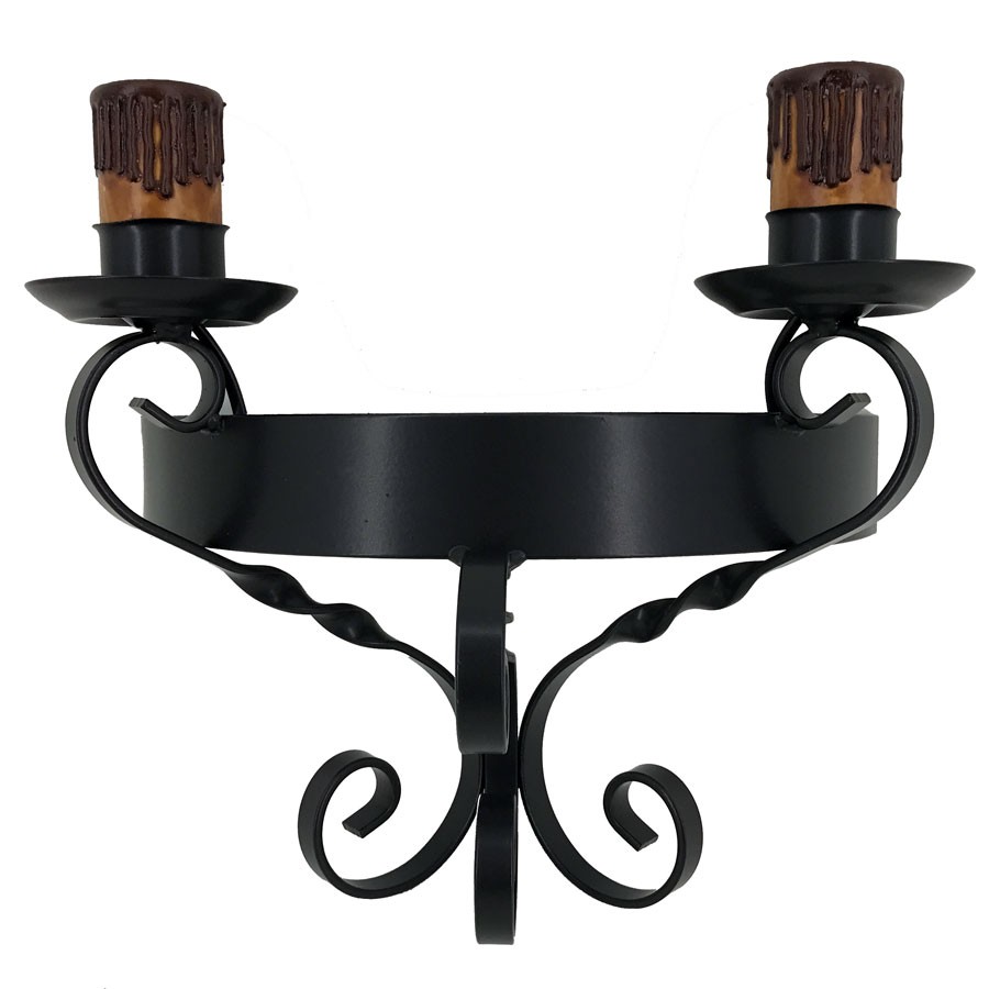 Aplicar vela de ferro forjado, 2 luzes