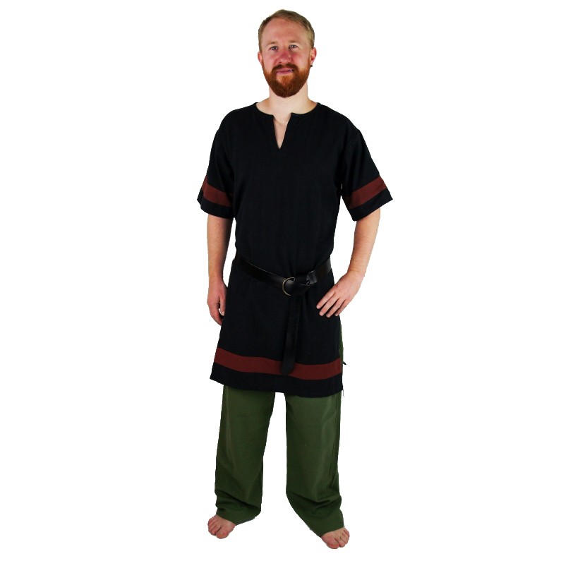 Túnica romana preta-vermelha