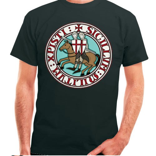 T-shirt preta Cavaleiros Templários, manga curta