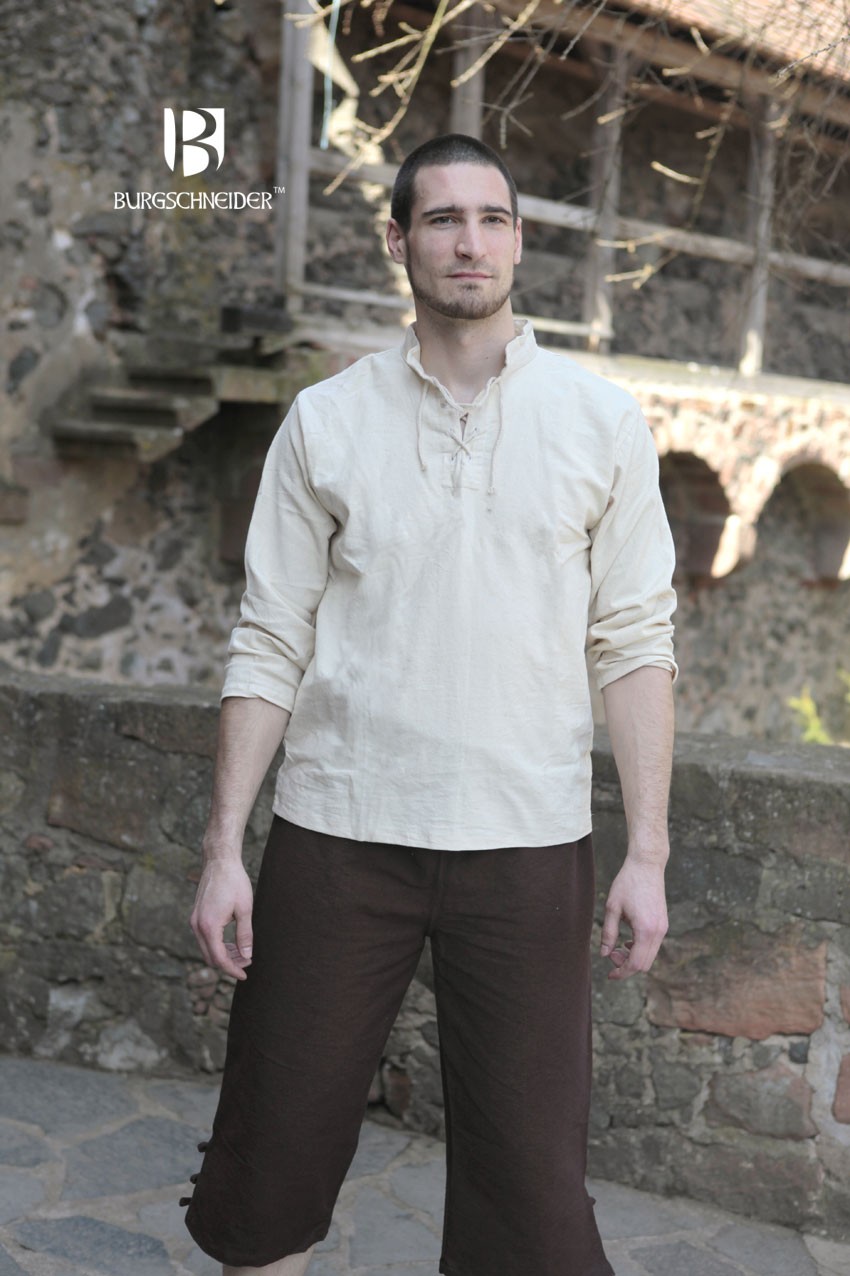 Camisa medieval gravatas Tristan, creme