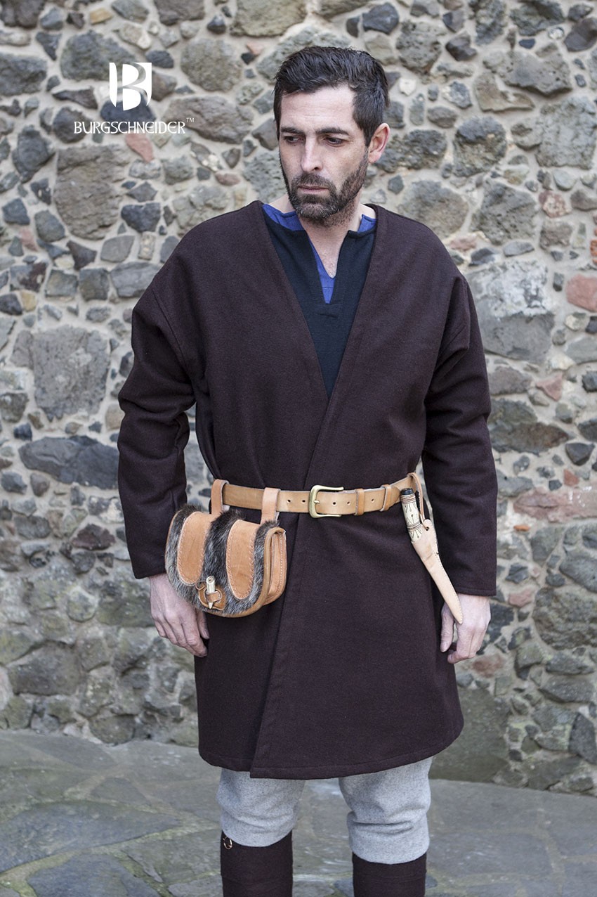 Túnica medieval Loki marrom manga longa