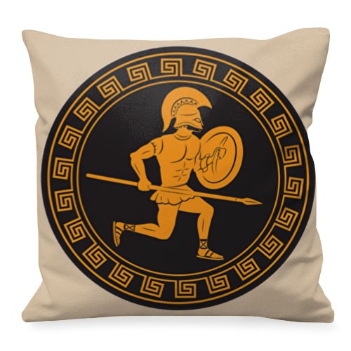 Guerreiro grego com escudo e almofada de lança