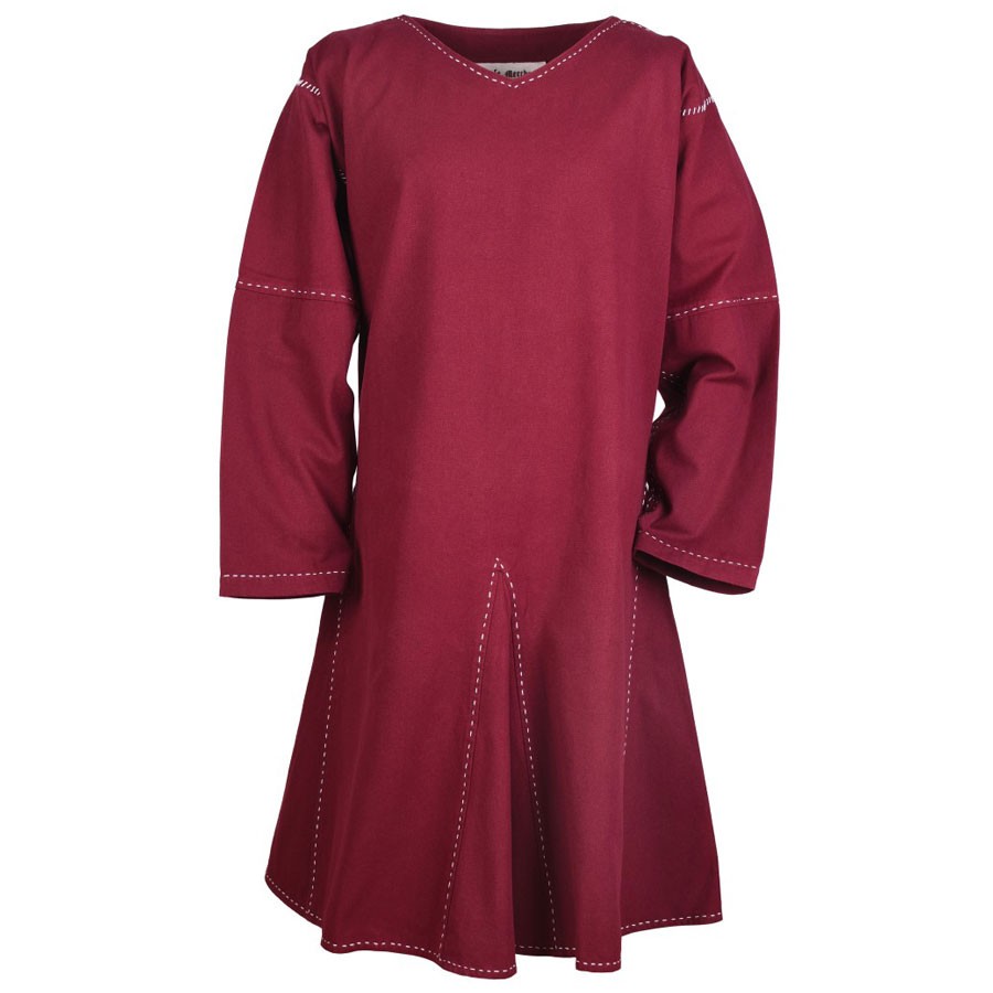 Túnica medieval de manga comprida Askur, vermelha