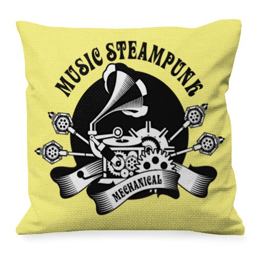Almofada com Design de Música SteamPunk