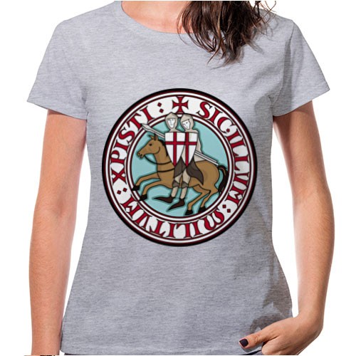 T-shirt Mulher Cinza Cavaleiros Templários, manga curta