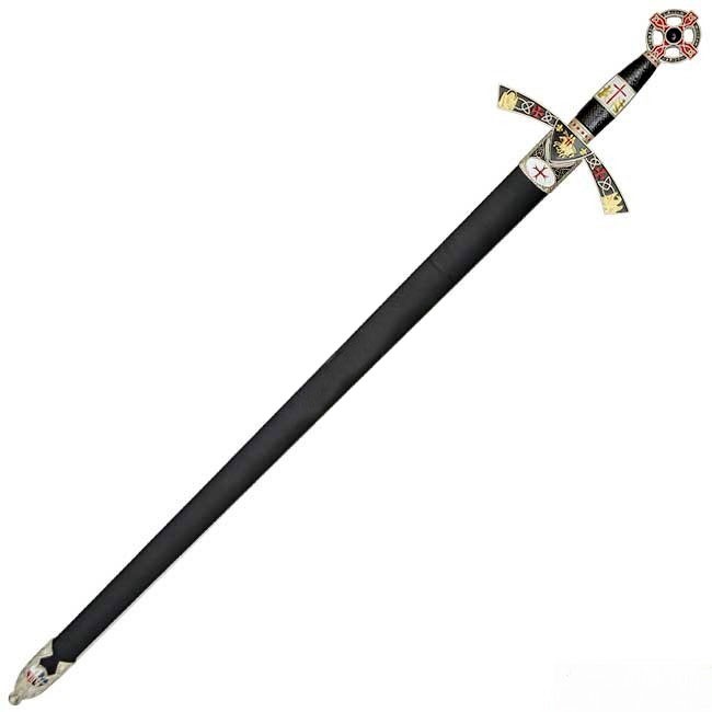 Espada Templária decorada em prata, com bainha