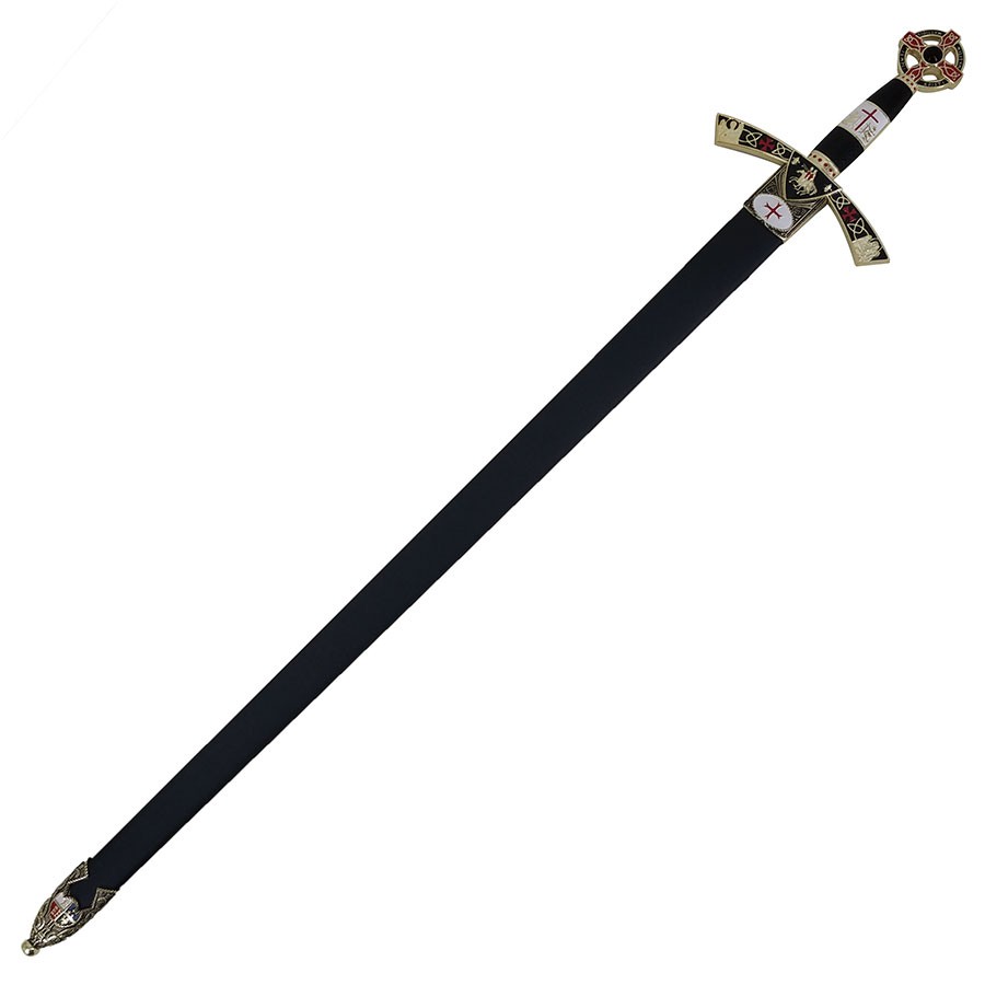 Espada Templária decorada a ouro, com bainha