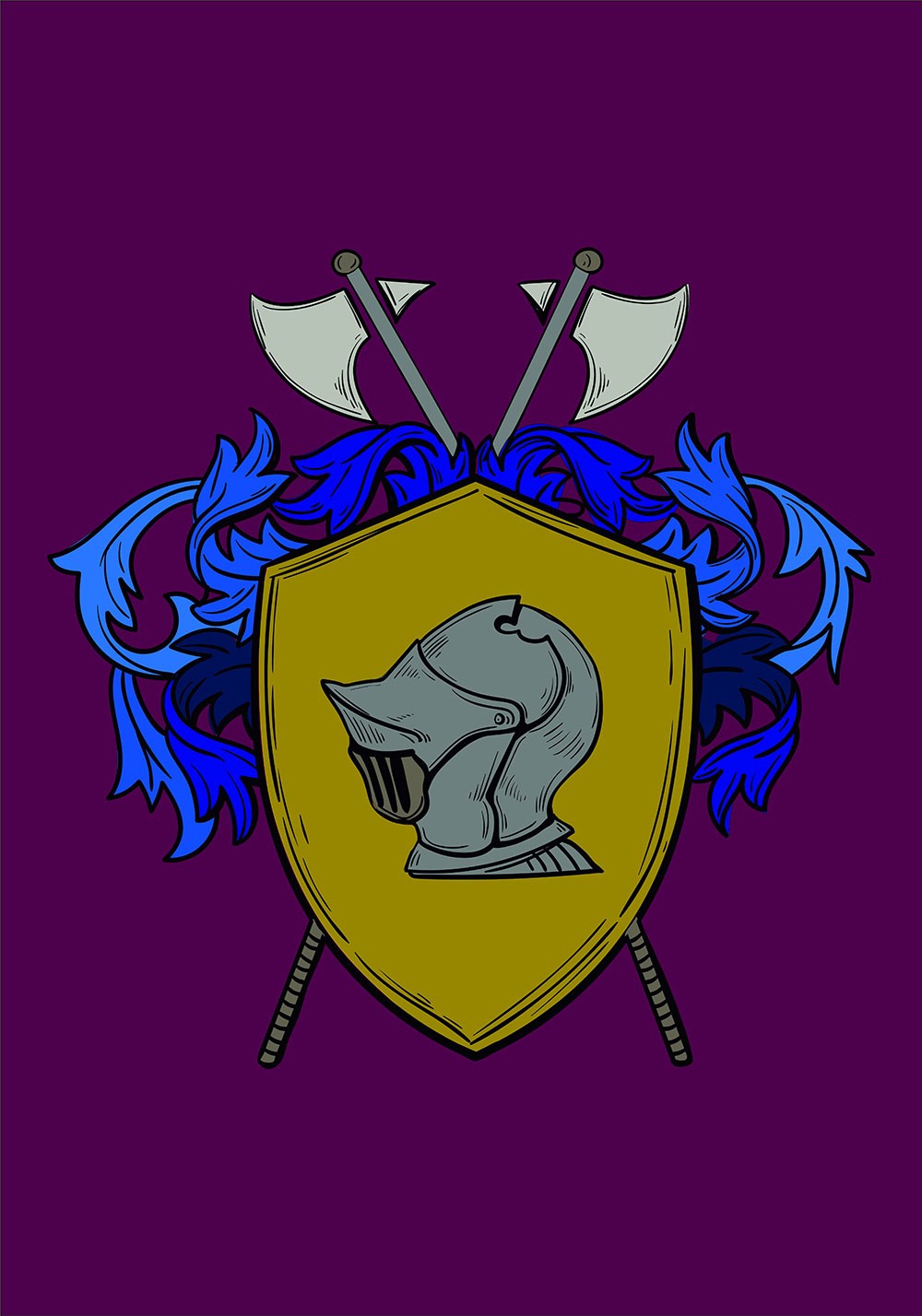 Bandeira medieval Capacete e lanças com escudo heráldico