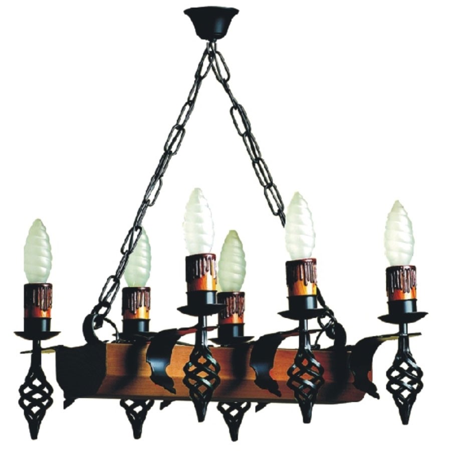 Tronco de candeeiro medieval em ferro forjado com braços