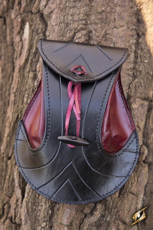 Bolsa Elven de couro vermelha preta