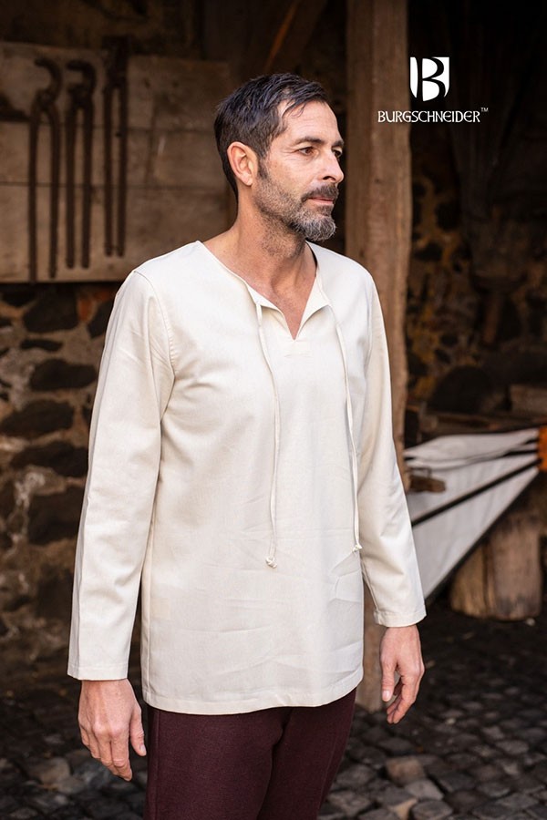 Camisa medieval Ulrich laços, creme