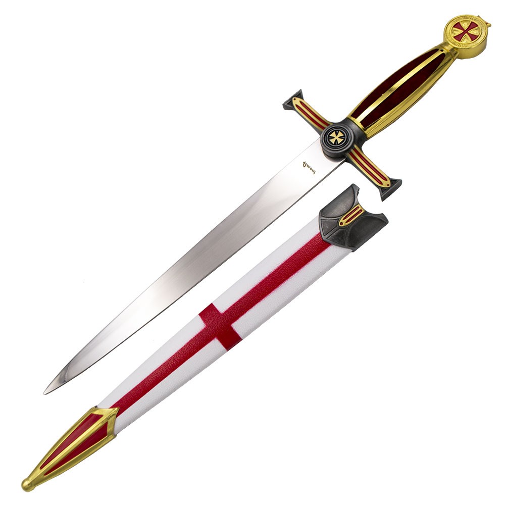 Adaga medieval Cruz Templária, Vermelho, acabamento vermelho