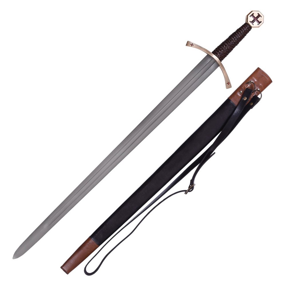 Espada cruzada com bainha de couro