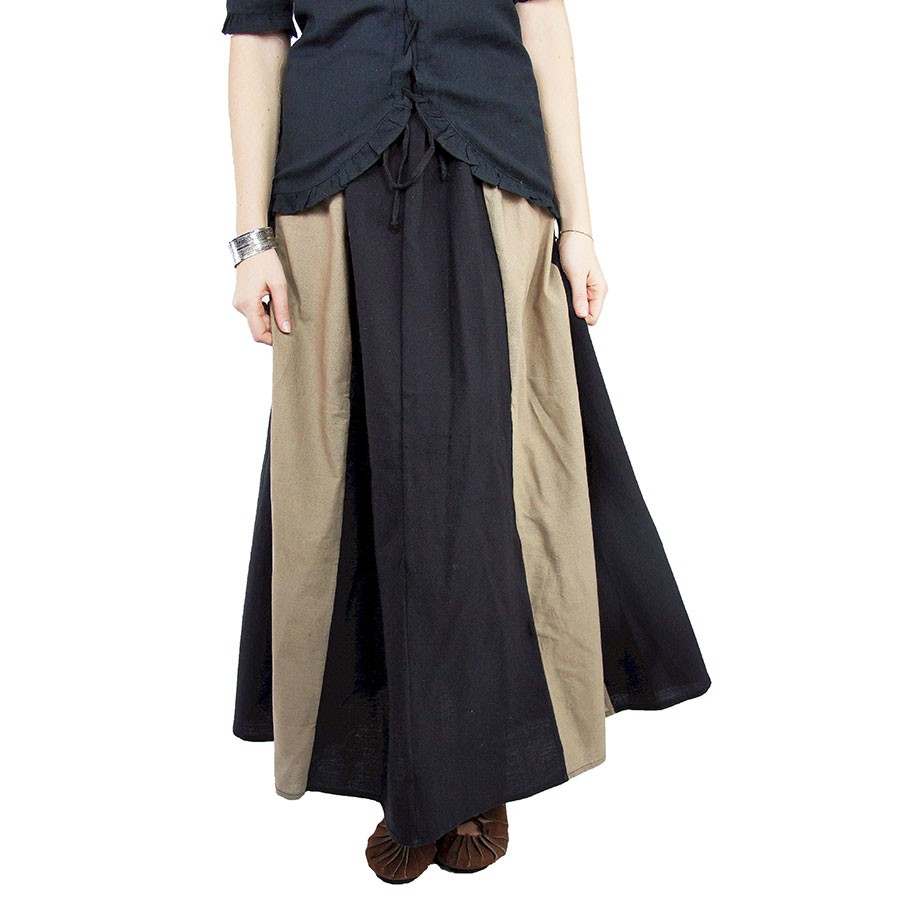 Saia medieval modelo Diana, preto-castanho claro