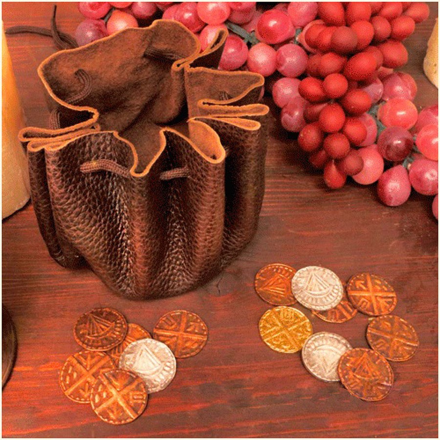 Bolsa Viking de couro com 8 moedas