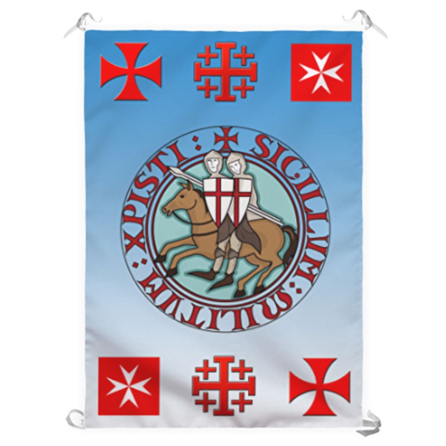 Estandarte Medieval Cavaleiros e Cruzes Templárias (70x100 cms.)