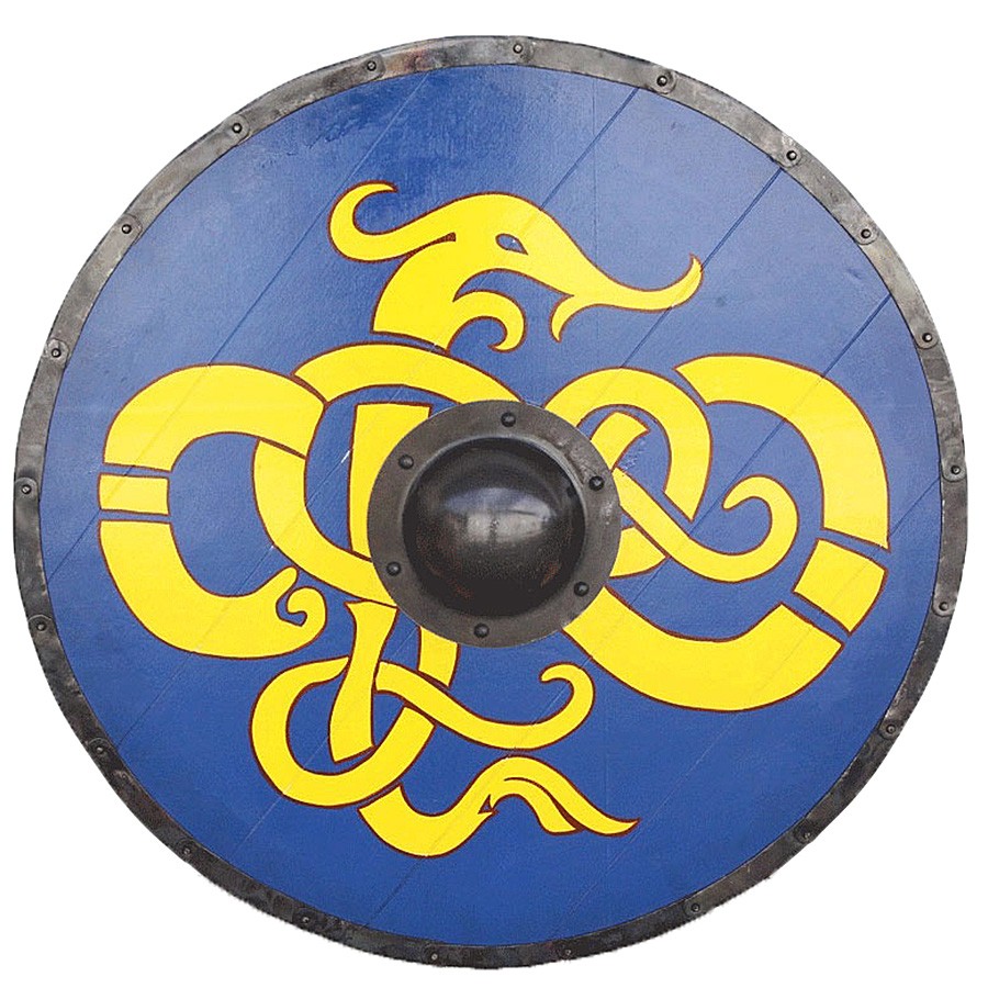 Escudo Viking Tribal azul de madeira Windlass e aço