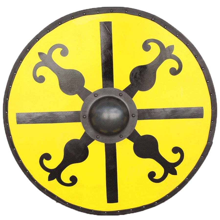 Escudo Medieval Redondo de Molinete madeira e aço