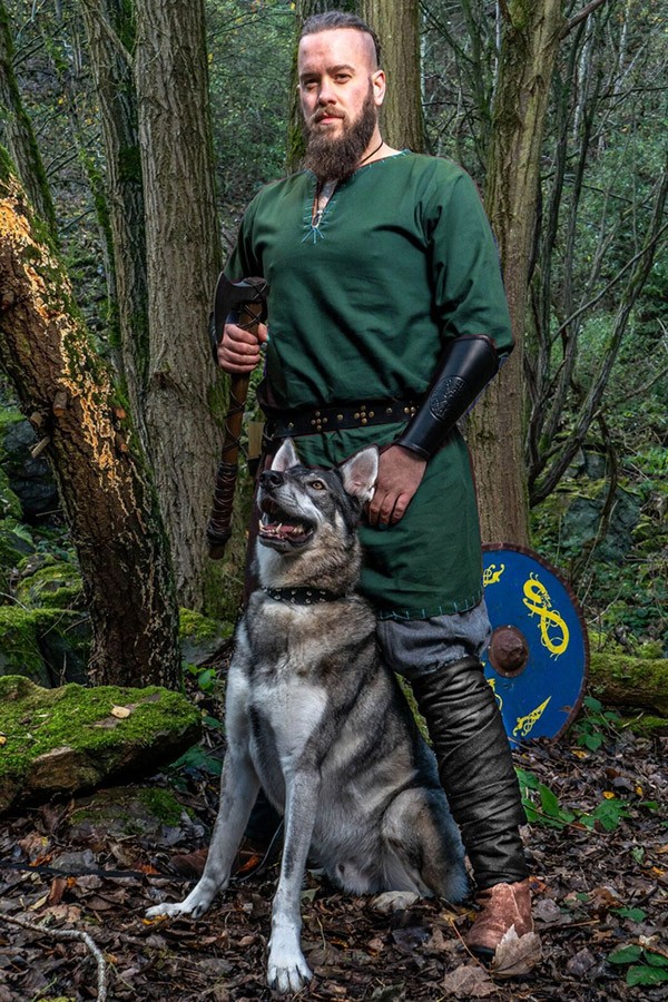 Túnica Viking com bordado Erwin, verde