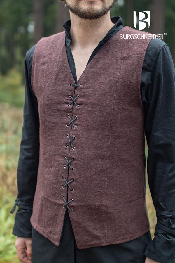 Colete camponês medieval Maron, cor marrom