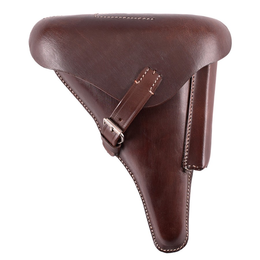 Bandoleira para pistola alemã WWII P08, couro marrom